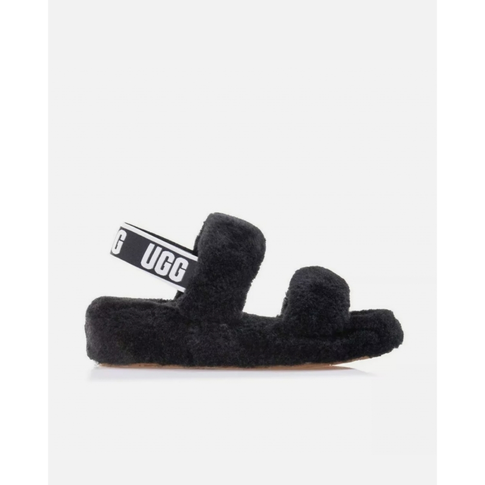 UGG × Black 'oh Yeah' Fur Sandals
